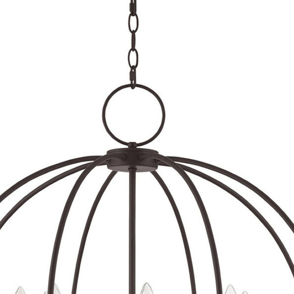 HomeRoots Bronze Eight-Light Dimmable Chandelier with Elegant Cylinder Shades for Modern Interior Spaces 687458