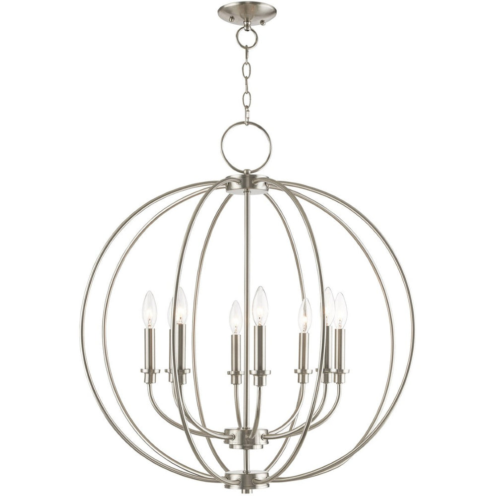 HomeRoots Eight Light Dimmable Chandelier - Modern Cylindrical Steel Shades, Perfect for Any Room Ambiance 687459