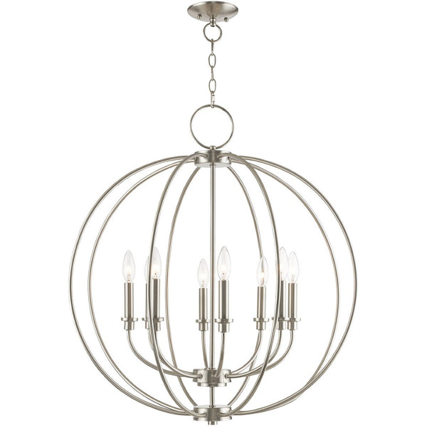 HomeRoots Eight Light Dimmable Chandelier - Modern Cylindrical Steel Shades, Perfect for Any Room Ambiance 687459