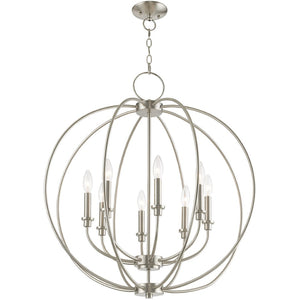 HomeRoots Eight Light Dimmable Chandelier - Modern Cylindrical Steel Shades, Perfect for Any Room Ambiance 687459