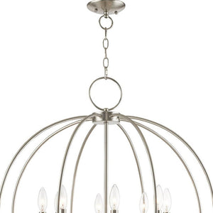 HomeRoots Eight Light Dimmable Chandelier - Modern Cylindrical Steel Shades, Perfect for Any Room Ambiance 687459