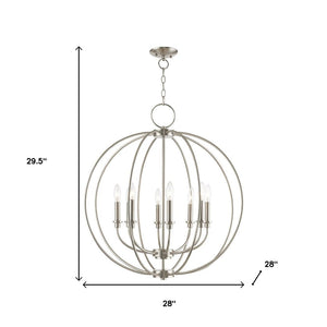 HomeRoots Eight Light Dimmable Chandelier - Modern Cylindrical Steel Shades, Perfect for Any Room Ambiance 687459