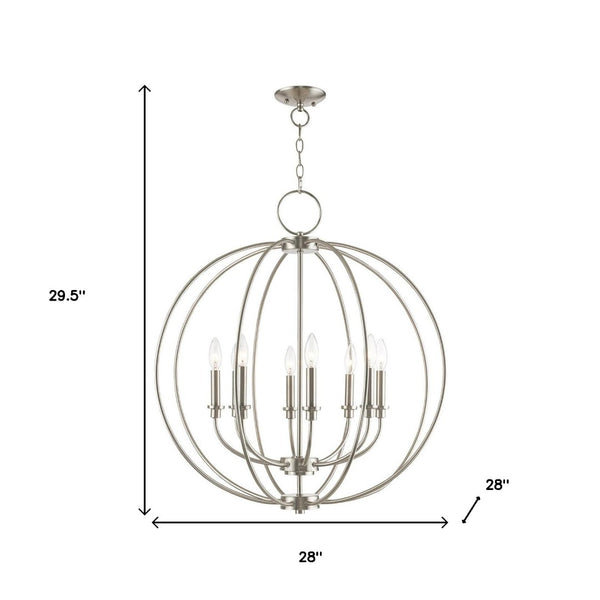 HomeRoots Eight Light Dimmable Chandelier - Modern Cylindrical Steel Shades, Perfect for Any Room Ambiance 687459
