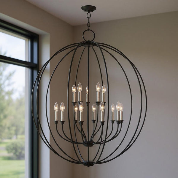 HomeRoots Multi Light Dimmable Chandelier with Cylinder Shades - Modern Steel Design for Adjustable Ambiance 687460