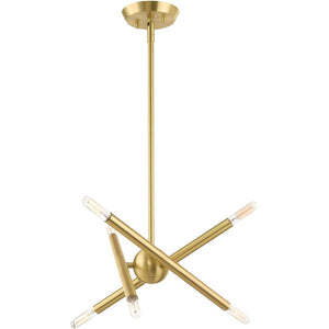 HomeRoots Six Light Dimmable Chandelier – Modern Steel Fixture with Sleek Shades for Versatile Home Ambiance 687463