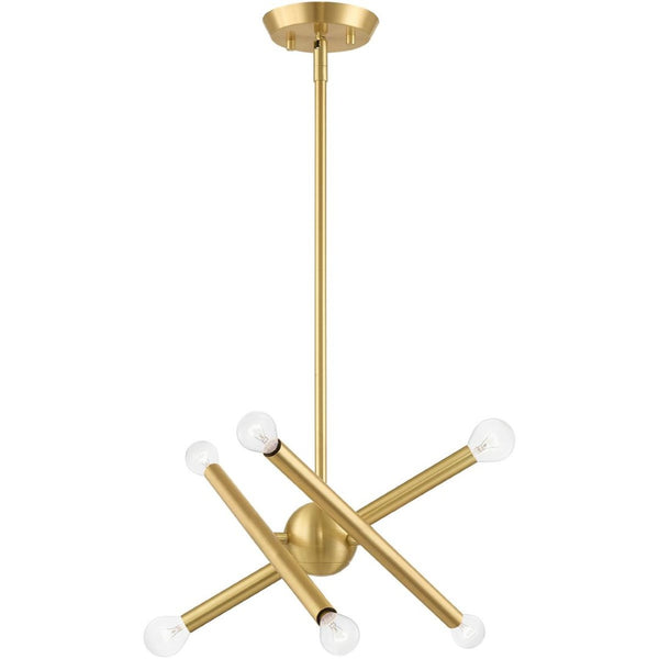 HomeRoots Six Light Dimmable Chandelier – Modern Steel Fixture with Sleek Shades for Versatile Home Ambiance 687463
