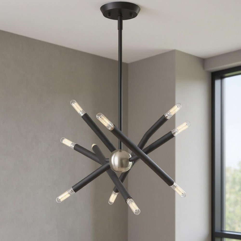 HomeRoots Six Light Dimmable Chandelier with Cylinder Shades for Modern Interiors - Adjustable Brightness & Style 687464