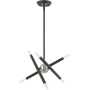 HomeRoots Six Light Dimmable Chandelier with Cylinder Shades for Modern Interiors - Adjustable Brightness & Style 687464