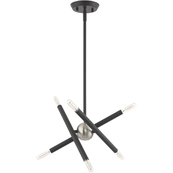 HomeRoots Six Light Dimmable Chandelier with Cylinder Shades for Modern Interiors - Adjustable Brightness & Style 687464