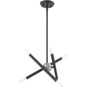 HomeRoots Six Light Dimmable Chandelier with Cylinder Shades for Modern Interiors - Adjustable Brightness & Style 687464