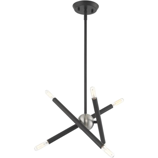 HomeRoots Six Light Dimmable Chandelier with Cylinder Shades for Modern Interiors - Adjustable Brightness & Style 687464
