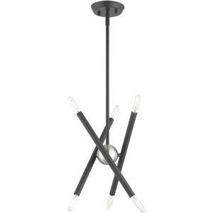 HomeRoots Six Light Dimmable Chandelier with Cylinder Shades for Modern Interiors - Adjustable Brightness & Style 687464