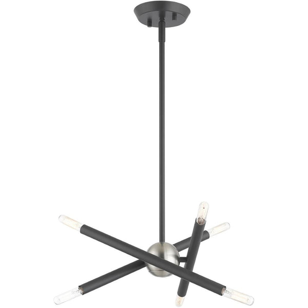 HomeRoots Six Light Dimmable Chandelier with Cylinder Shades for Modern Interiors - Adjustable Brightness & Style 687464