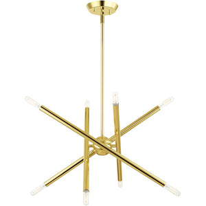HomeRoots Eight Light Dimmable Chandelier – Modern Cylindrical Design with Steel Shades for Versatile Illumination 687466
