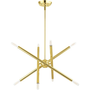 HomeRoots Eight Light Dimmable Chandelier – Modern Cylindrical Design with Steel Shades for Versatile Illumination 687466