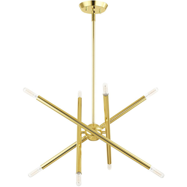 HomeRoots Eight Light Dimmable Chandelier – Modern Cylindrical Design with Steel Shades for Versatile Illumination 687466