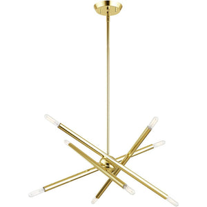 HomeRoots Eight Light Dimmable Chandelier – Modern Cylindrical Design with Steel Shades for Versatile Illumination 687466