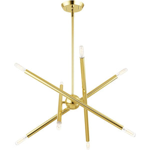 HomeRoots Eight Light Dimmable Chandelier – Modern Cylindrical Design with Steel Shades for Versatile Illumination 687466