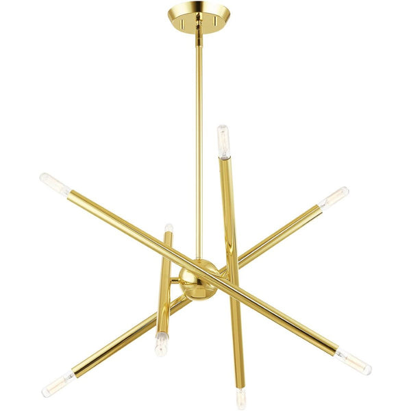 HomeRoots Eight Light Dimmable Chandelier – Modern Cylindrical Design with Steel Shades for Versatile Illumination 687466