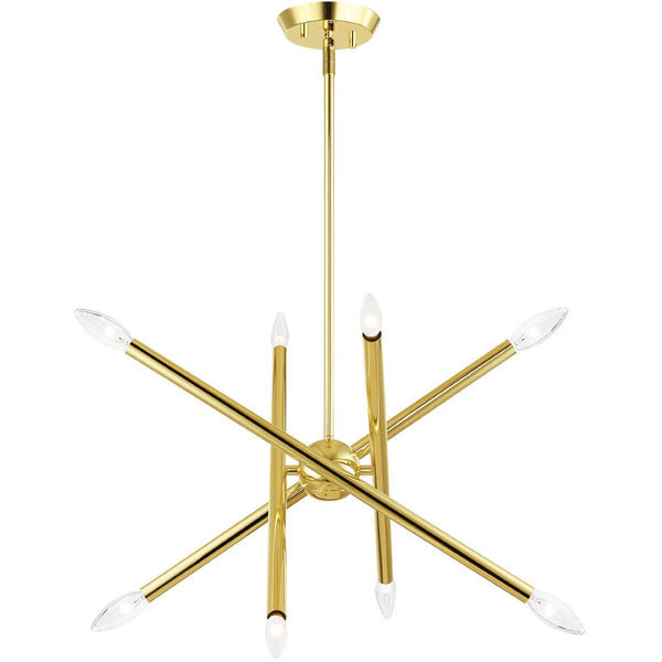 HomeRoots Eight Light Dimmable Chandelier – Modern Cylindrical Design with Steel Shades for Versatile Illumination 687466