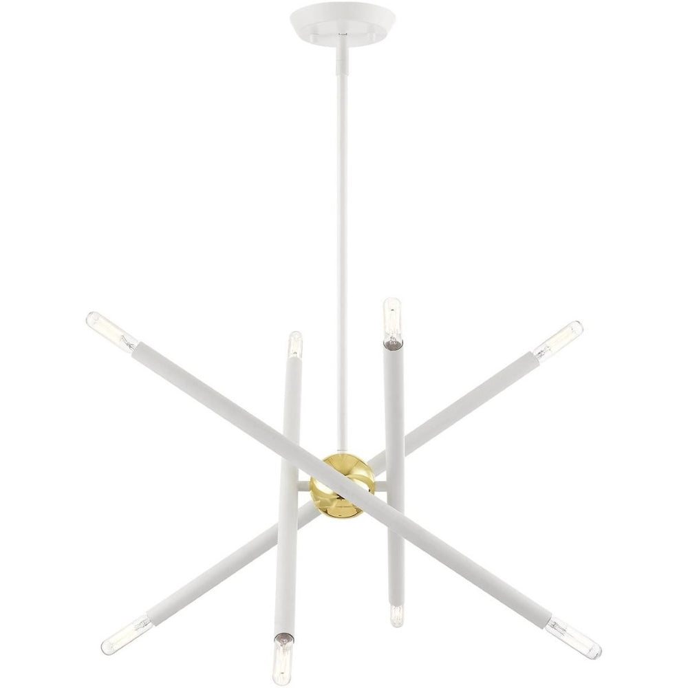 HomeRoots Eight Light Dimmable Chandelier - Modern Cylindrical Steel Shades for Versatile Ceiling Styles 687467