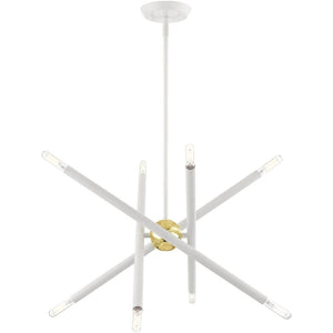 HomeRoots Eight Light Dimmable Chandelier - Modern Cylindrical Steel Shades for Versatile Ceiling Styles 687467