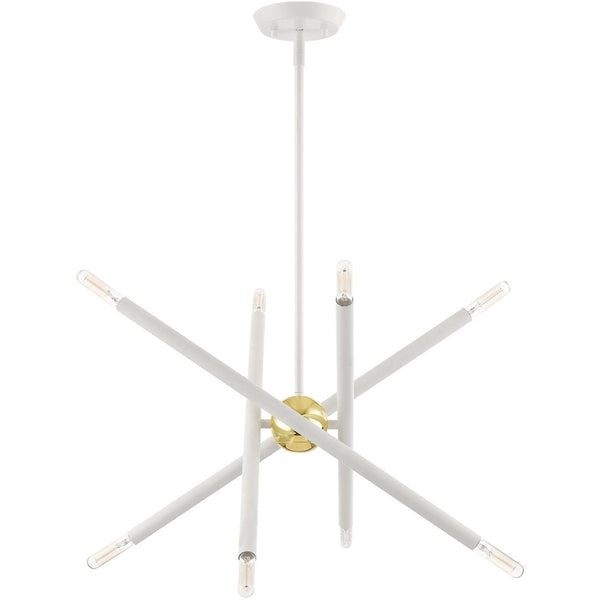 HomeRoots Eight Light Dimmable Chandelier - Modern Cylindrical Steel Shades for Versatile Ceiling Styles 687467