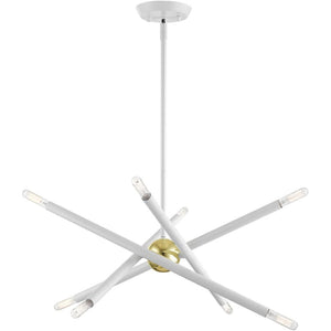HomeRoots Eight Light Dimmable Chandelier - Modern Cylindrical Steel Shades for Versatile Ceiling Styles 687467