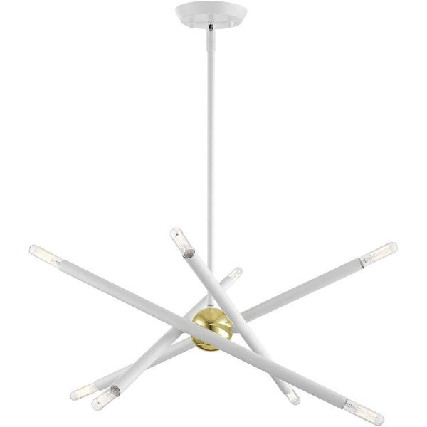 HomeRoots Eight Light Dimmable Chandelier - Modern Cylindrical Steel Shades for Versatile Ceiling Styles 687467
