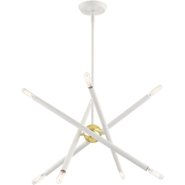 HomeRoots Eight Light Dimmable Chandelier - Modern Cylindrical Steel Shades for Versatile Ceiling Styles 687467