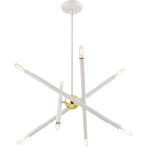 HomeRoots Eight Light Dimmable Chandelier - Modern Cylindrical Steel Shades for Versatile Ceiling Styles 687467