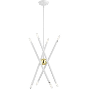 HomeRoots Eight Light Dimmable Chandelier - Modern Cylindrical Steel Shades for Versatile Ceiling Styles 687467