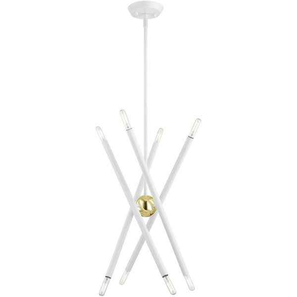 HomeRoots Eight Light Dimmable Chandelier - Modern Cylindrical Steel Shades for Versatile Ceiling Styles 687467