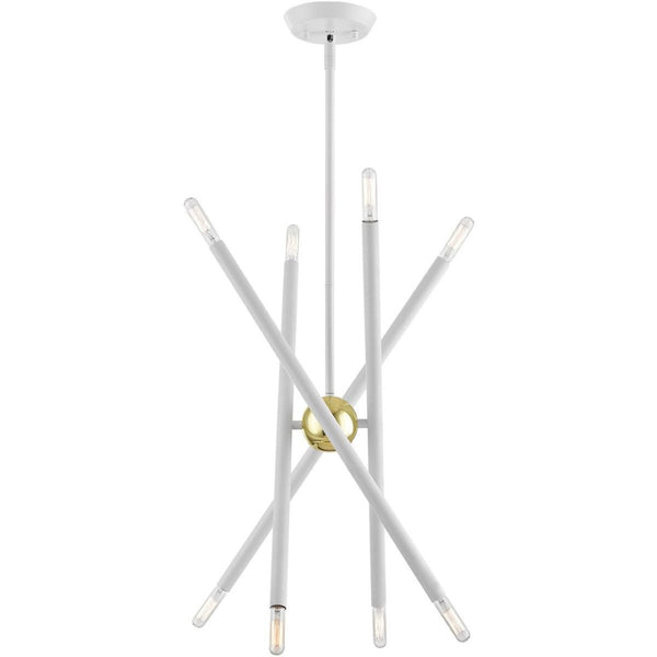 HomeRoots Eight Light Dimmable Chandelier - Modern Cylindrical Steel Shades for Versatile Ceiling Styles 687467