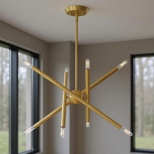 HomeRoots Eight Light Dimmable Chandelier - Modern Cylindrical Shades for Stylish Brightness in Any Space 687468