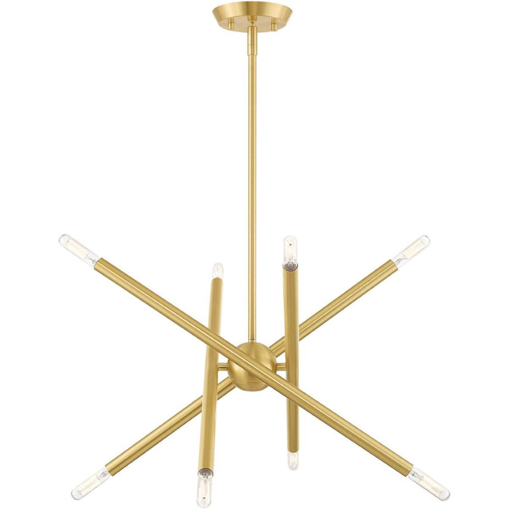 HomeRoots Eight Light Dimmable Chandelier - Modern Cylindrical Shades for Stylish Brightness in Any Space 687468