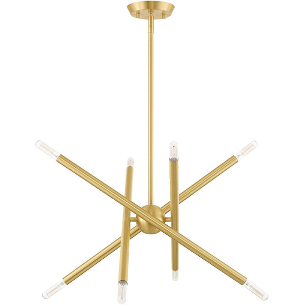 HomeRoots Eight Light Dimmable Chandelier - Modern Cylindrical Shades for Stylish Brightness in Any Space 687468