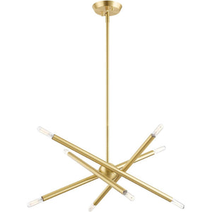 HomeRoots Eight Light Dimmable Chandelier - Modern Cylindrical Shades for Stylish Brightness in Any Space 687468