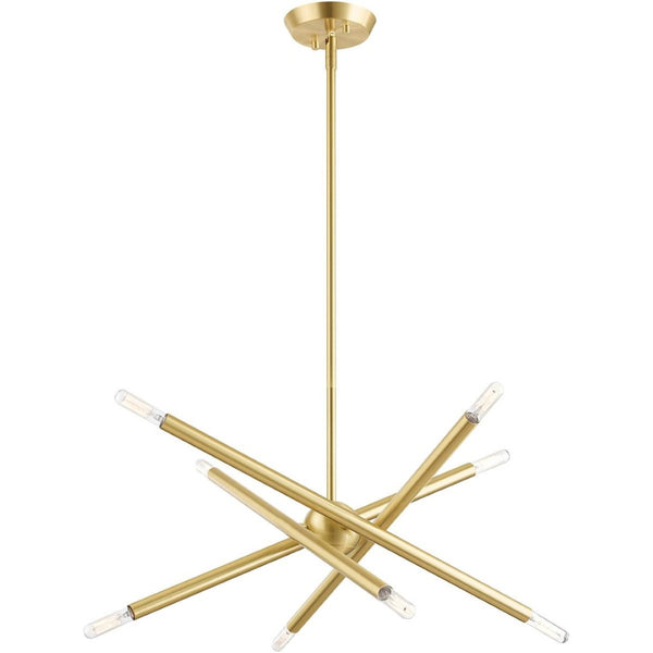 HomeRoots Eight Light Dimmable Chandelier - Modern Cylindrical Shades for Stylish Brightness in Any Space 687468