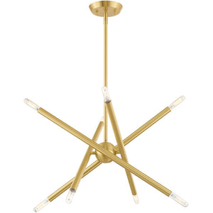 HomeRoots Eight Light Dimmable Chandelier - Modern Cylindrical Shades for Stylish Brightness in Any Space 687468