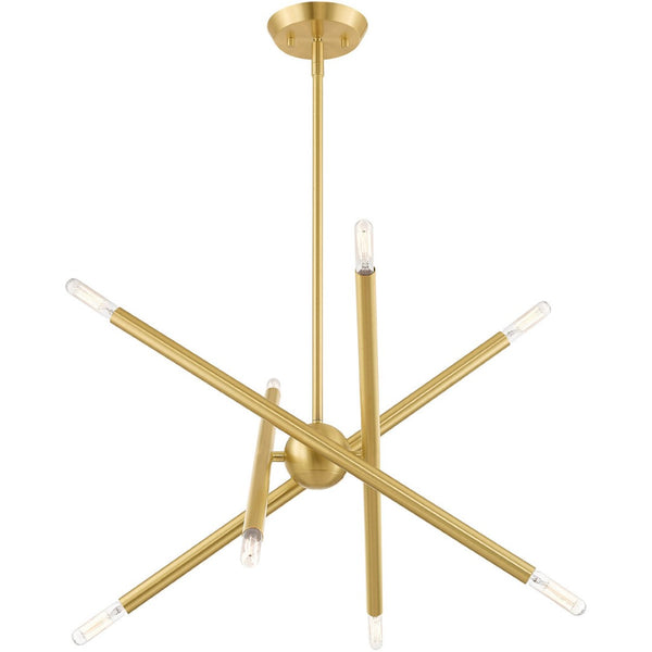 HomeRoots Eight Light Dimmable Chandelier - Modern Cylindrical Shades for Stylish Brightness in Any Space 687468