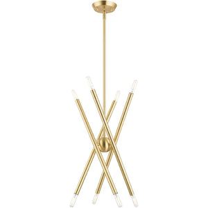 HomeRoots Eight Light Dimmable Chandelier - Modern Cylindrical Shades for Stylish Brightness in Any Space 687468