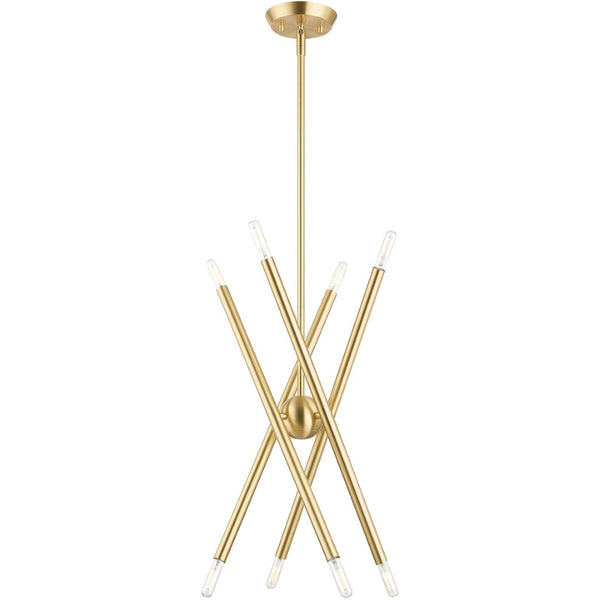 HomeRoots Eight Light Dimmable Chandelier - Modern Cylindrical Shades for Stylish Brightness in Any Space 687468