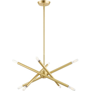 HomeRoots Eight Light Dimmable Chandelier - Modern Cylindrical Shades for Stylish Brightness in Any Space 687468