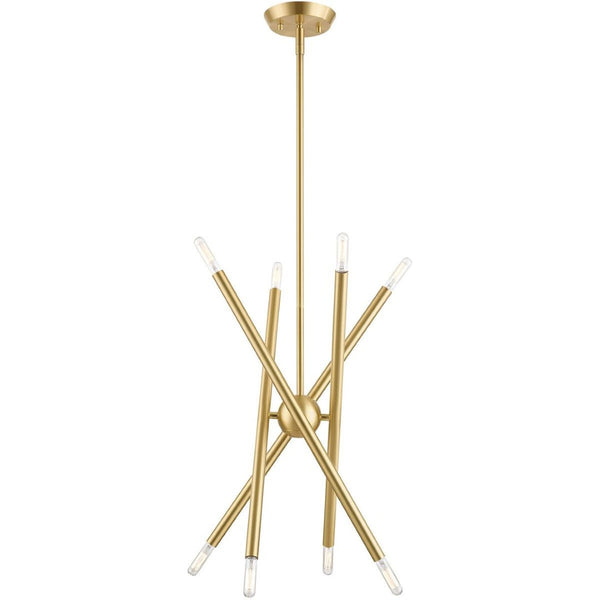 HomeRoots Eight Light Dimmable Chandelier - Modern Cylindrical Shades for Stylish Brightness in Any Space 687468