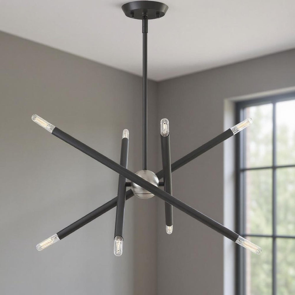 HomeRoots Eight Light Dimmable Chandelier - Contemporary Cylinder Design with Versatile Installation Options 687469