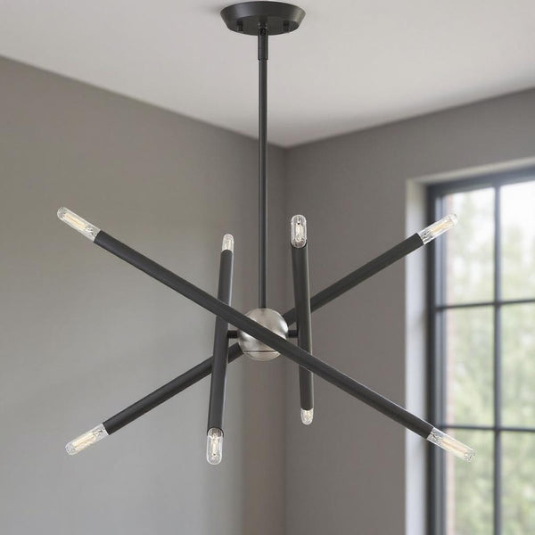 HomeRoots Eight Light Dimmable Chandelier - Contemporary Cylinder Design with Versatile Installation Options 687469