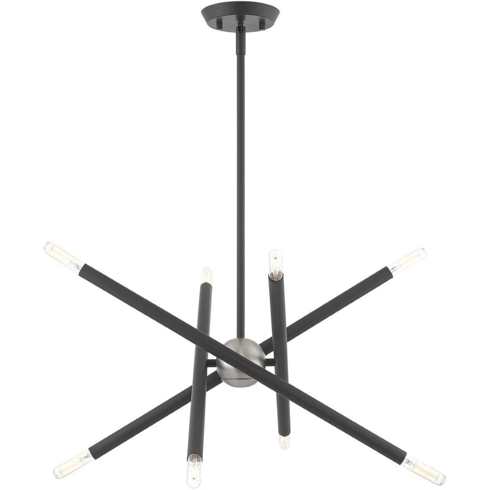 HomeRoots Eight Light Dimmable Chandelier - Contemporary Cylinder Design with Versatile Installation Options 687469