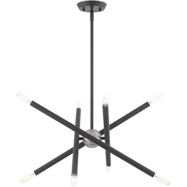 HomeRoots Eight Light Dimmable Chandelier - Contemporary Cylinder Design with Versatile Installation Options 687469