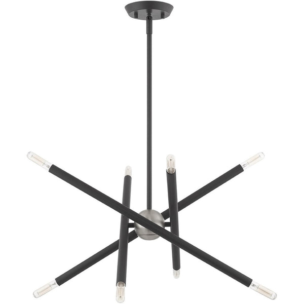 HomeRoots Eight Light Dimmable Chandelier - Contemporary Cylinder Design with Versatile Installation Options 687469